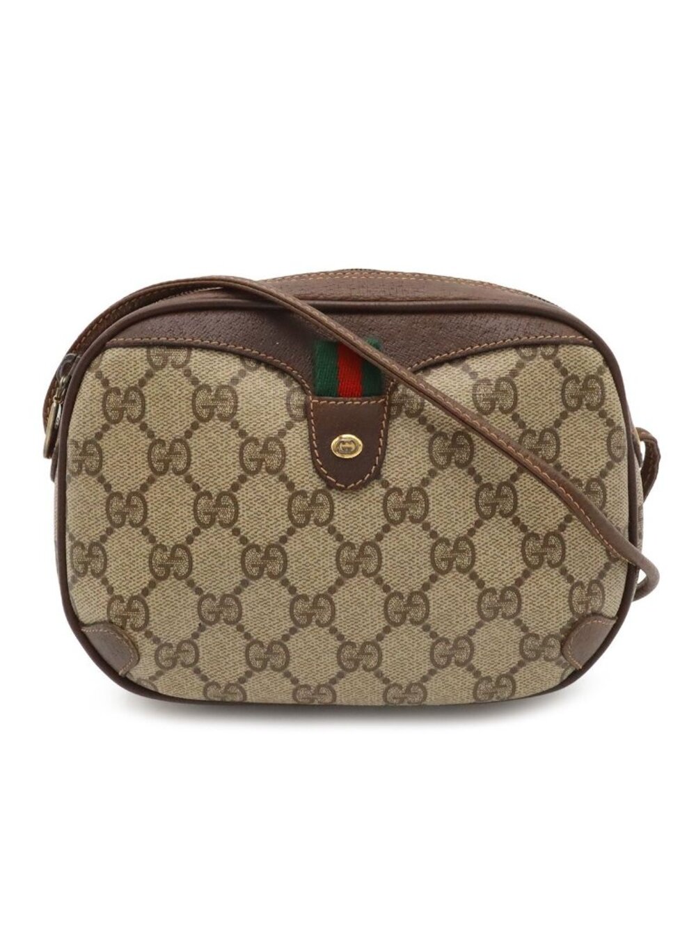 Gucci Vintage Sherry Line Pochette Shoulder Bag Crossbody Leather Beige Brown